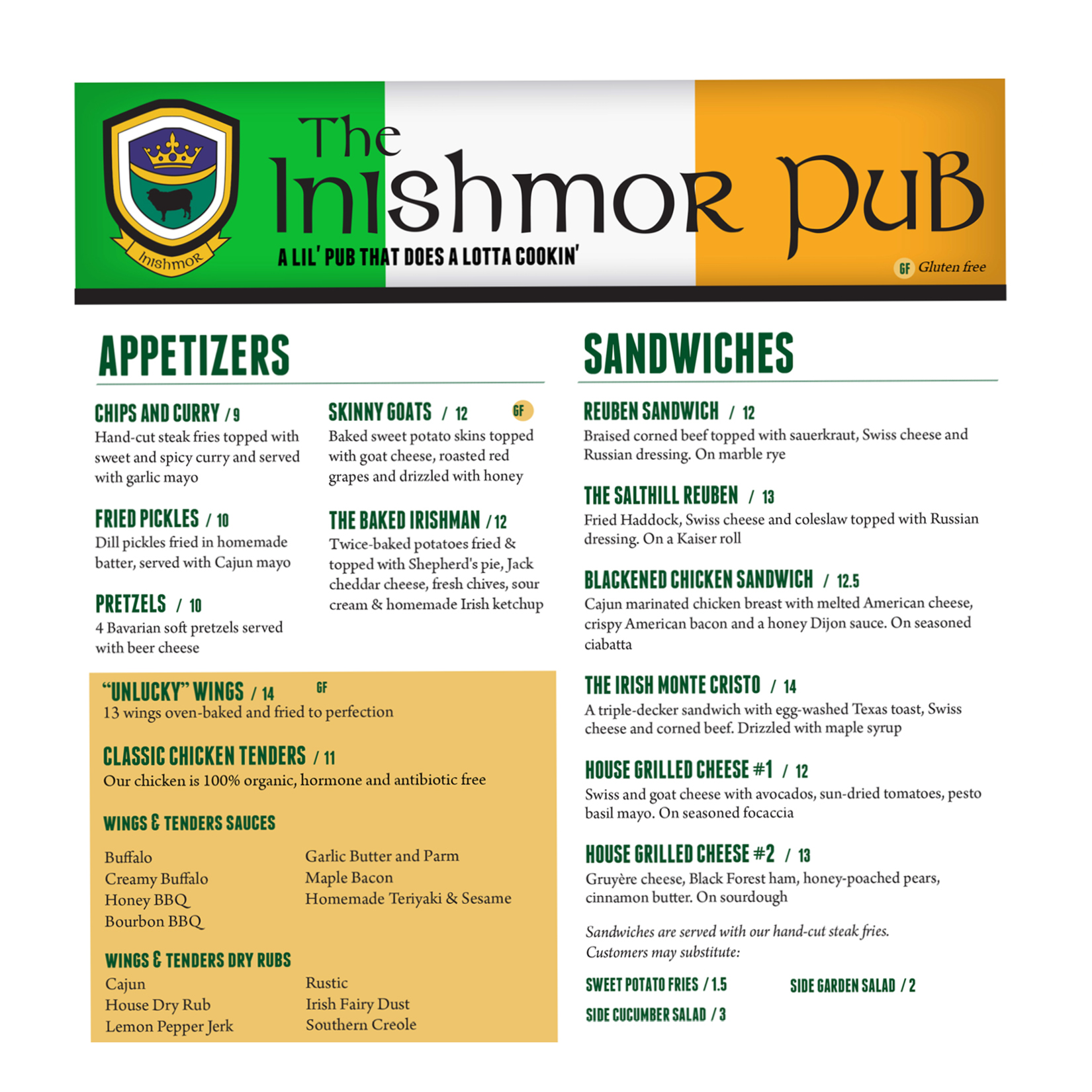 Menu – Irish Pub