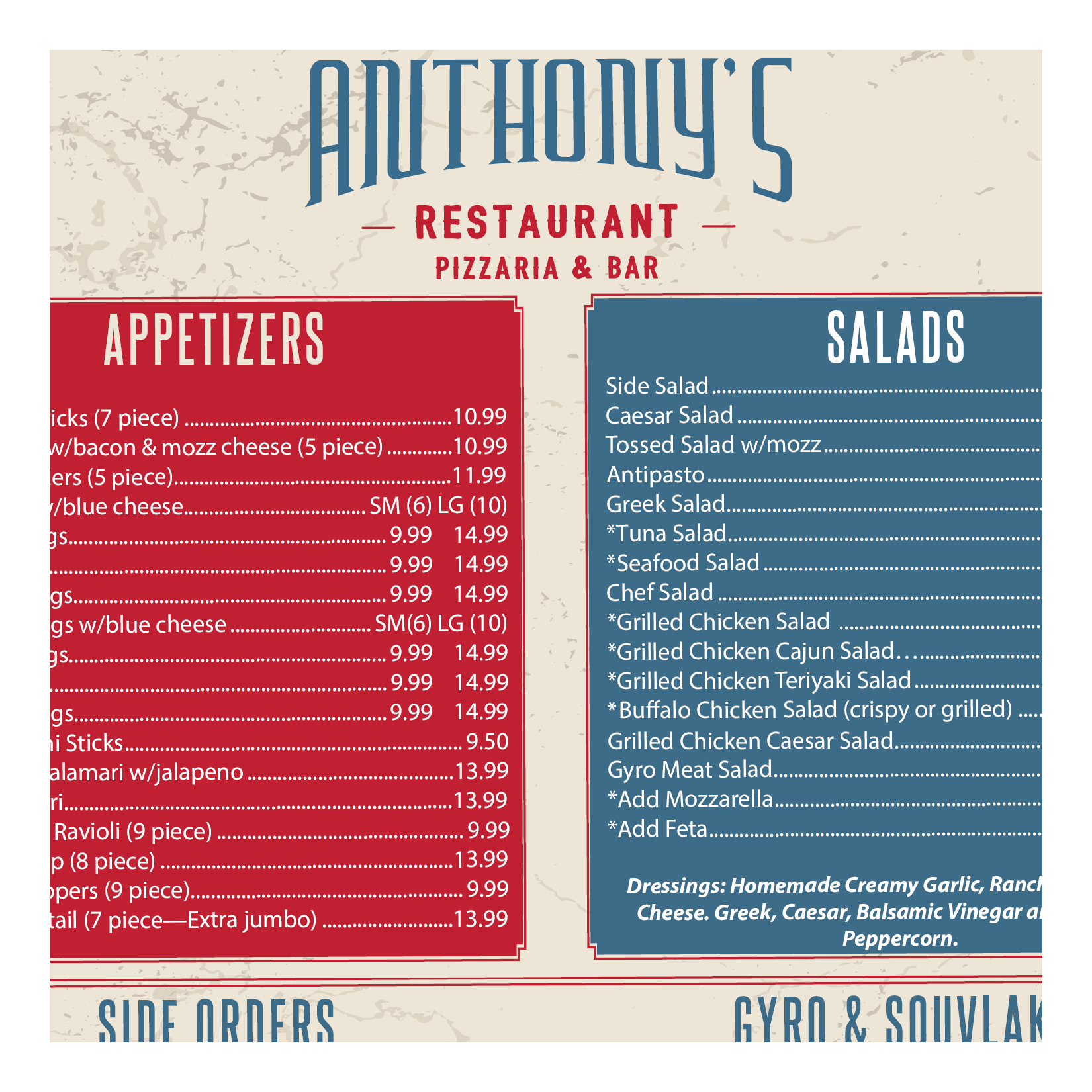 Menu Design – Greek Restaurant