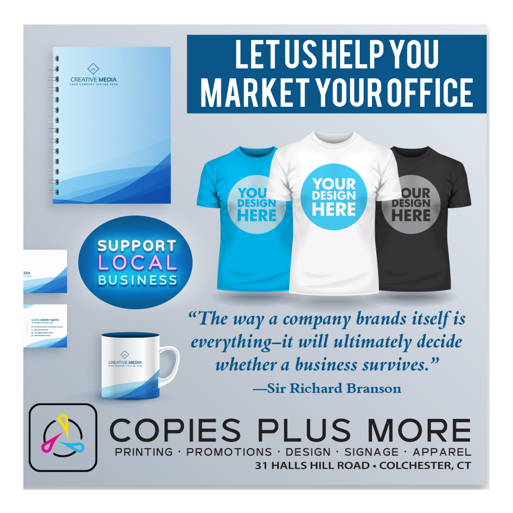 Copies Plus More- Postcard Design